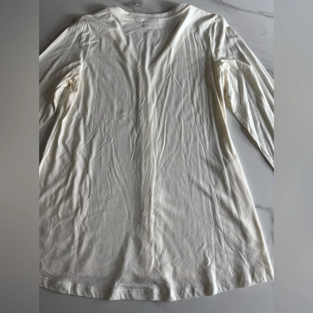 Logo Lori Goldstein the Cardi Cream Button-Up Cardigan Small